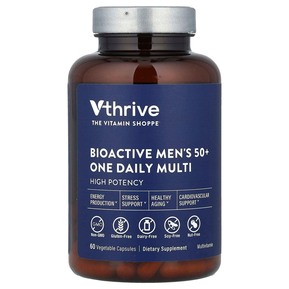 Vthrive, Bioactive Men's 50+ One Daily Multi, 60 растительных капсул