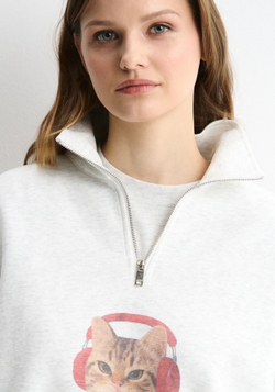 Худи с молнией Cats серый меланж