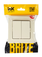 BRITE Выключатель 2-клавишный 10А в сборе ВСР10-2-0-БрКр бежевый IEK