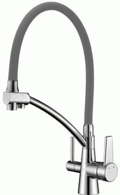 смеситель кухня LEMARK Comfort картридж 35мм, с гибким изливом, с подключением фильтра LM3071C-Gray