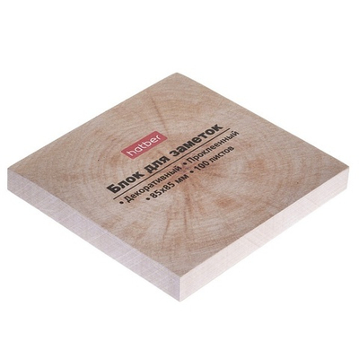 Блок для заметок на клею Hatber 85x85мм 100л-Wood-в пленке