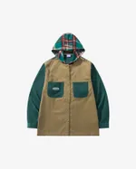 Рубашка YMKASHIX Velvet Button Det зеленая / песочная