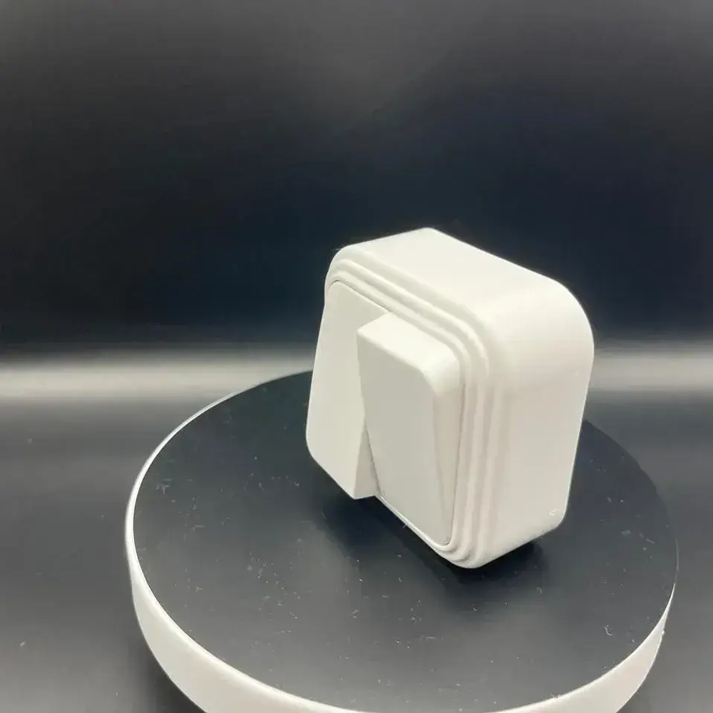 выключатель двухклавишный накладной, Белорусский двойной наружный, белый