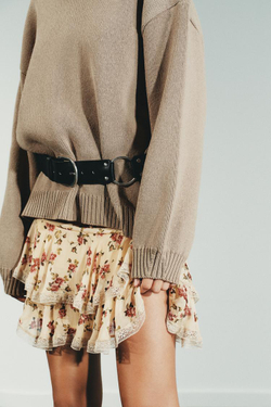 ZARA КОЖАНЫЙ РЕМЕНЬ С КОЛЬЦОМ, ЧЕРНЫЙ