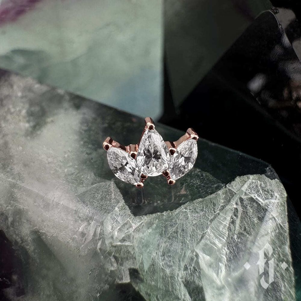 Кластер "Trin" - Розовое золото - White CZ