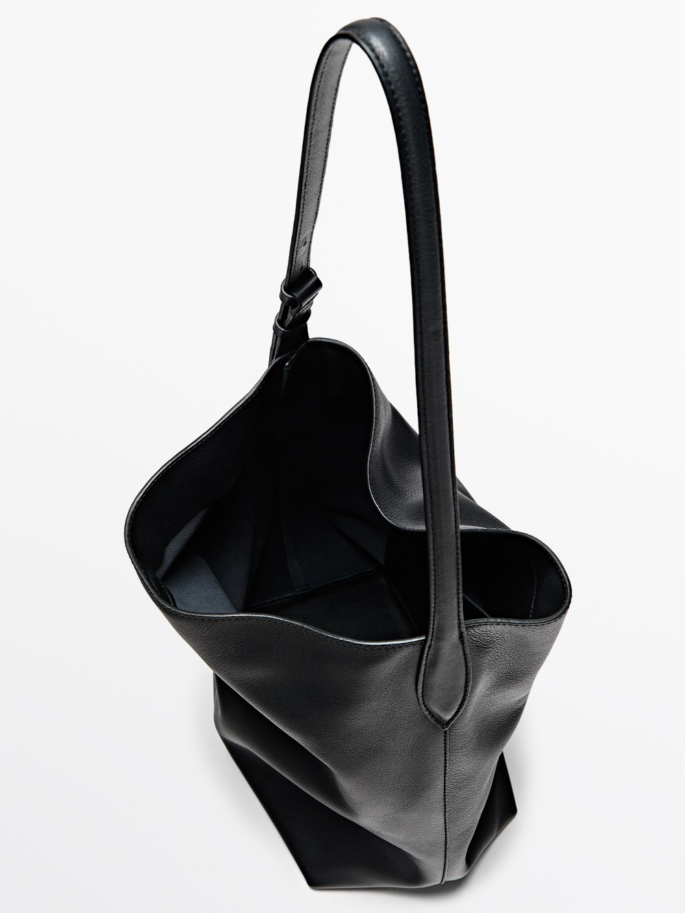 Massimo Dutti Сумка-мешок из кожи наппа, черный