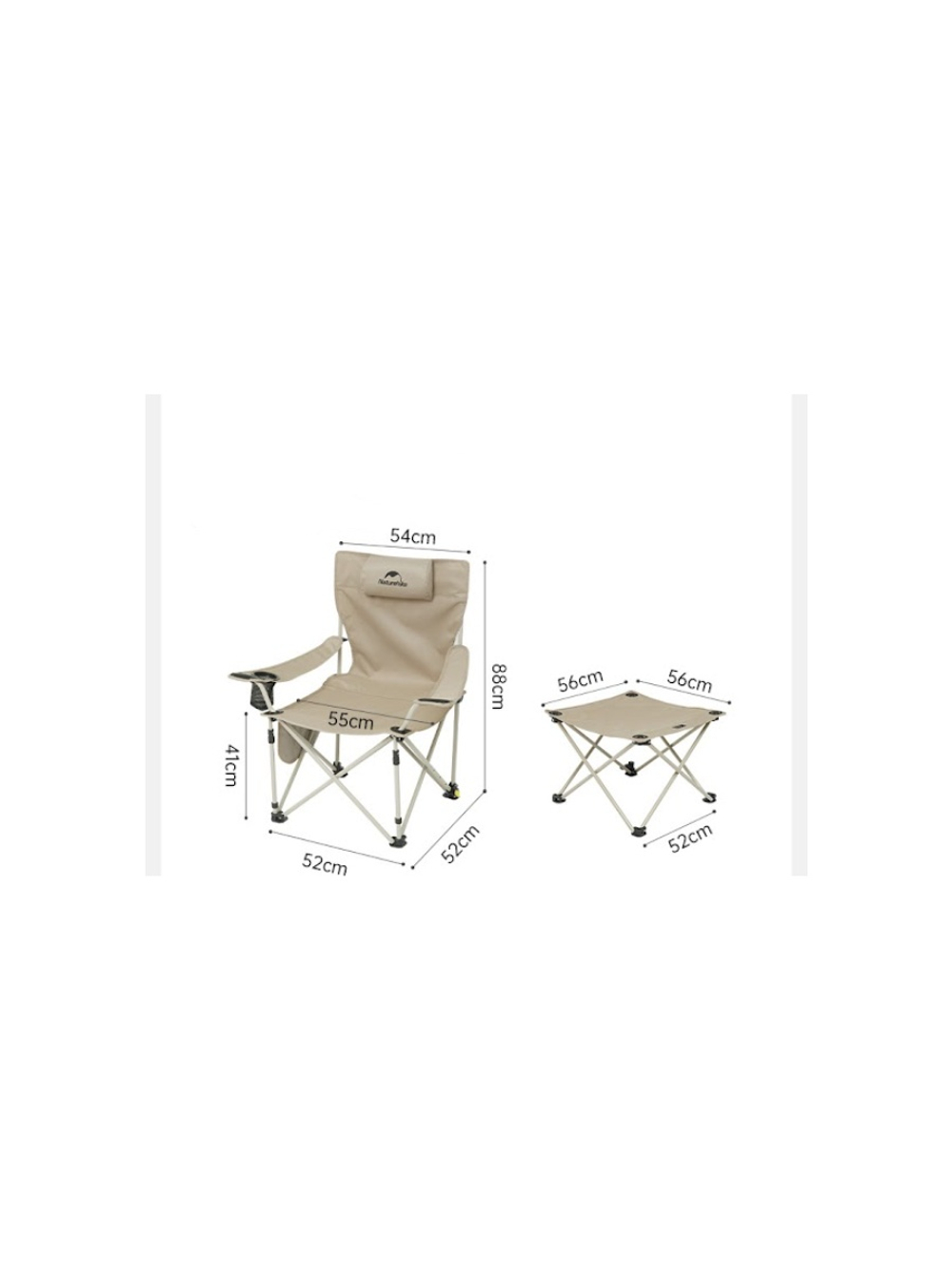 Кресло туристическое Naturehike Nightfall T05J с секцией, 149х52х79 см, до 120 кг, бежевое