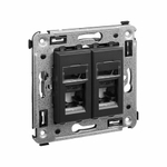 Компьютерная розетка RJ-45 в стену, кат.6 двойная,"Avanti", "Черный матовый"