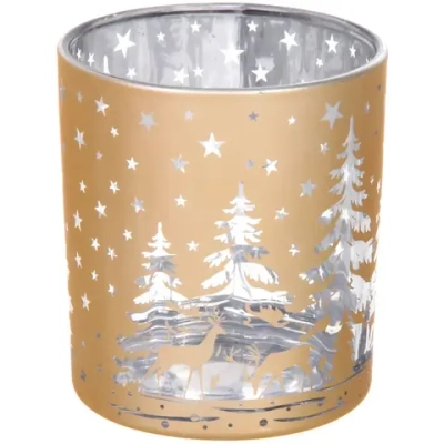 Подсвечник «Снежный лес» 7*7,8 см, Золото