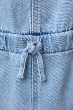 ZARA ДЛИННЫЙ ДЖИНСОВЫЙ КОМБИНЕЗОН С НАШИВКОЙ «СЕРДЦЕ», СИНИЙ