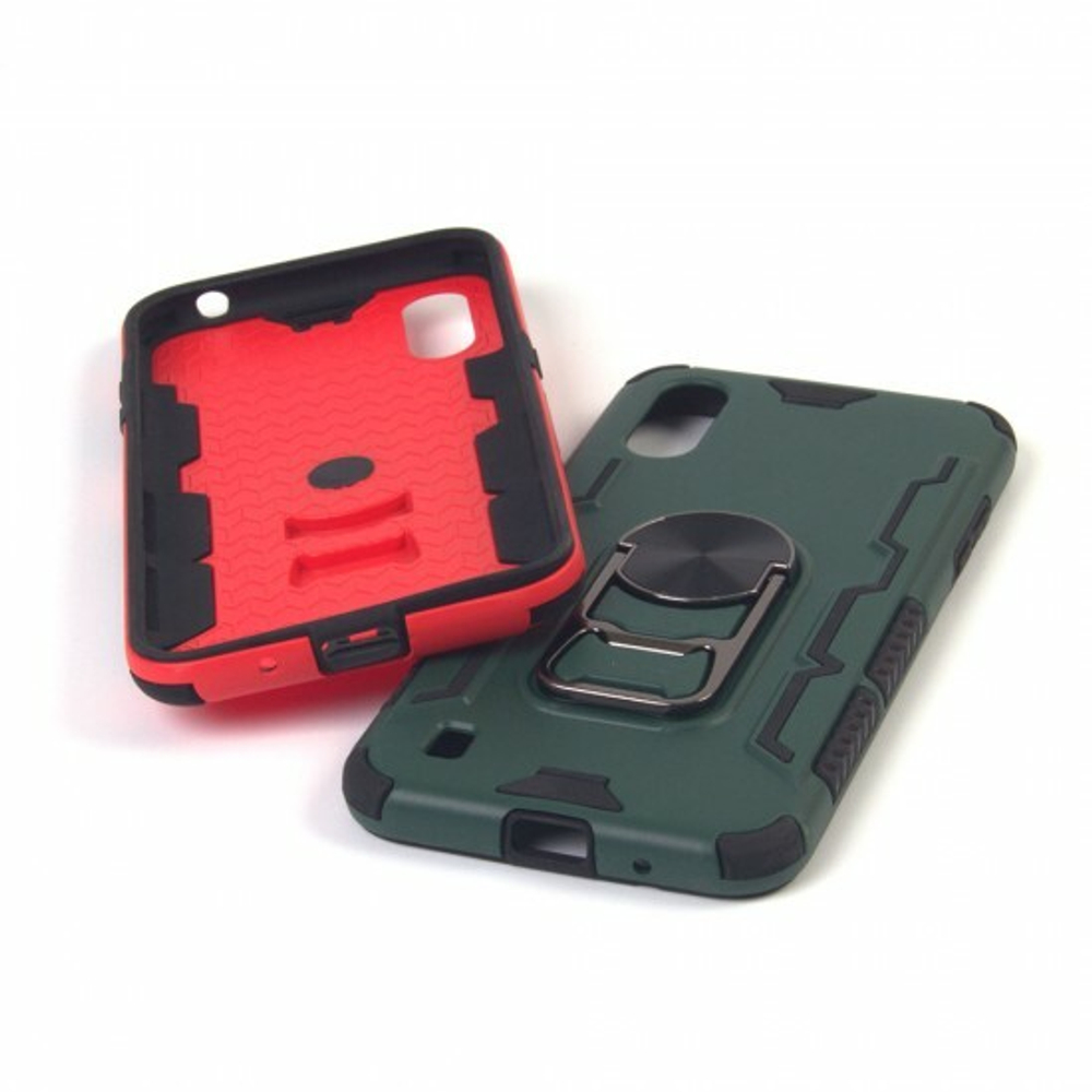 Противоударный чехол для Samsung Galaxy A01 с кольцом-открывашкой, 012226 Темно-синий