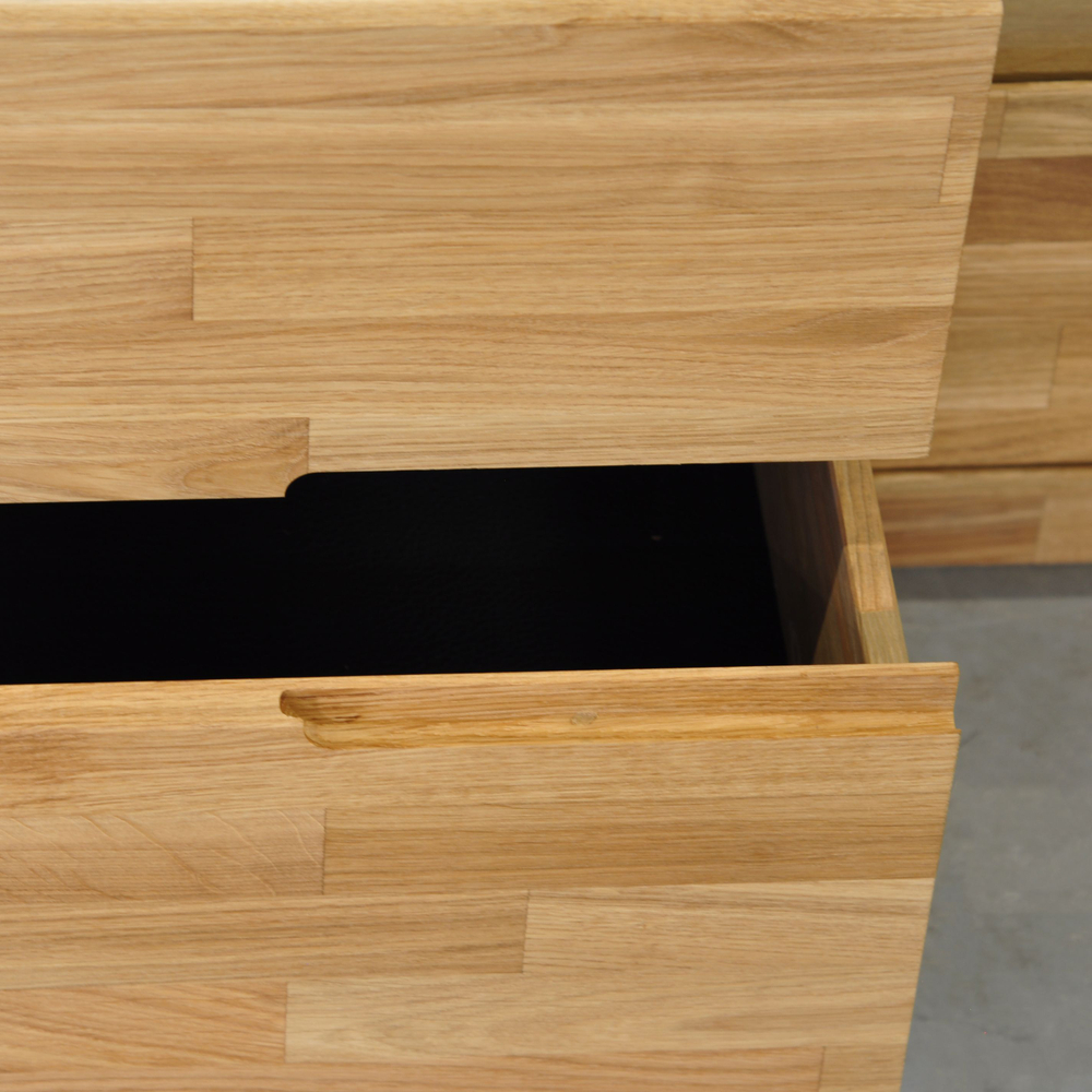 Тумба под телевизор Паво из дуба с подсветкой, 140х42х50, 1 дверь со стеклом, 4 ящика, цвет натуральный