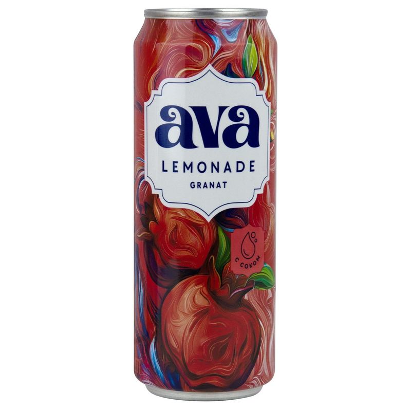 Лимонад газированный AVA Lemonade Гранат  0,45 л/ж/б 12 ж/б/упак