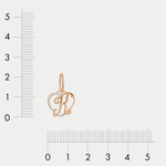 Подвеска-буква "К" женская из розового золота 585 пробы с фианитами (арт. 03-10101-0675)