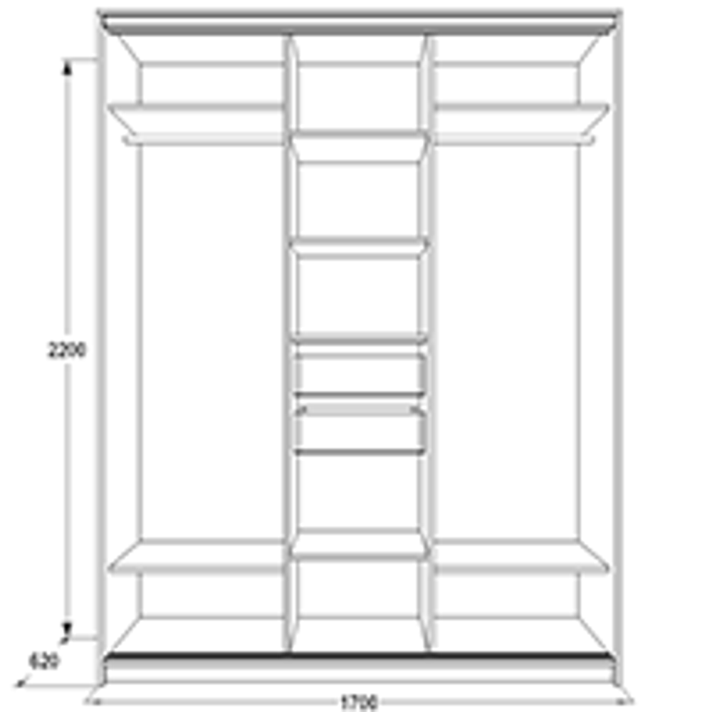 Шкаф-купе трехстворчатый «Мираж-17.1» (венге/млечный дуб), ЛДСП, Фант-мебель, г. Волжск