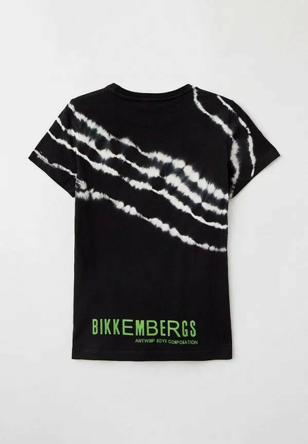 Футболка BIKKEMBERGS Черно-белый "тай-дай"/Зеленый термопринт (Мальчик)