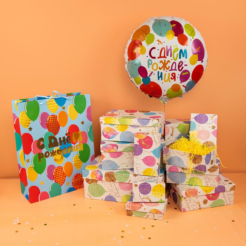 Шар (18''/46 см) Круг, С Днем Рождения (воздушные шары), 1 шт. в уп.