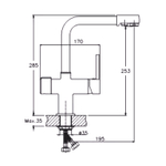 Смеситель для кухни 35к HB70088-5 HAIBA с вых. для питьевого фильтра б/отв п/гайку НЕРЖ
