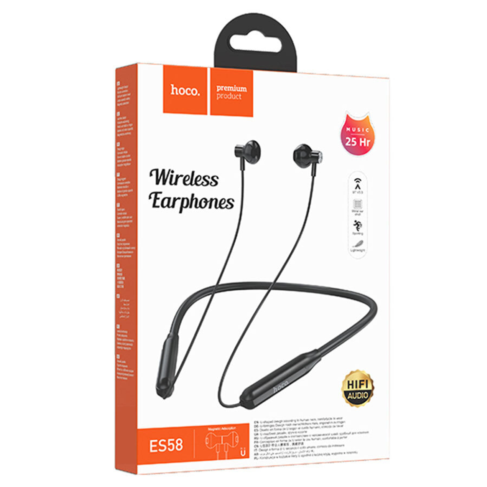 Наушники вакуумные беспроводные HOCO ES58 Sound tide sports BT headset Bluetooth (черный)