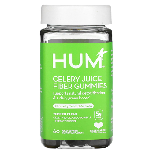 HUM Nutrition, жевательные таблетки с соком сельдерея, со вкусом зеленого яблока, 5 г, 60 веганских жевательных таблеток