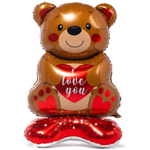 Шар Фольгированный Мишка с сердцем ILY (Коричневый)