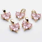 Подвеска Сердце, цвет золото+розовый, размер 10 мм, цена за 1 шт