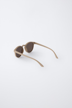 ZARA СОЛНЦЕЗАЩИТНЫЕ ОЧКИ В ТОНКОЙ ПЛАСТИКОВОЙ ОПРАВЕ, БЕЖЕВЫЙ