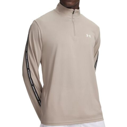 Теннисная футболка Under Armour Tech Taping 1/2 Zip - timberwolf taupe/black/white