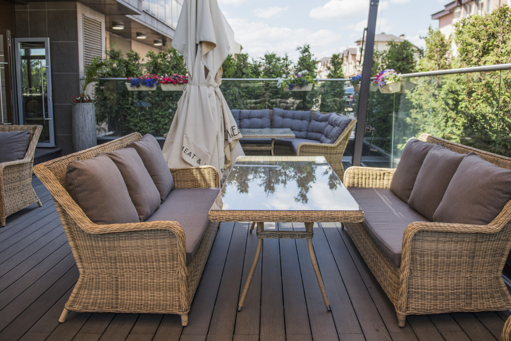 "Гляссе" диван трехместный из искусственного ротанга, цвет соломенный