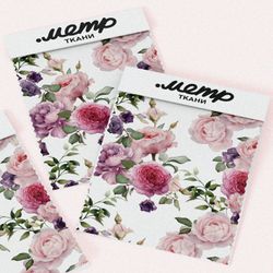 Ткань шифон розово-фиолетовые пионы