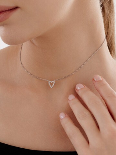 Колье "Heart" из серебра с фианитами