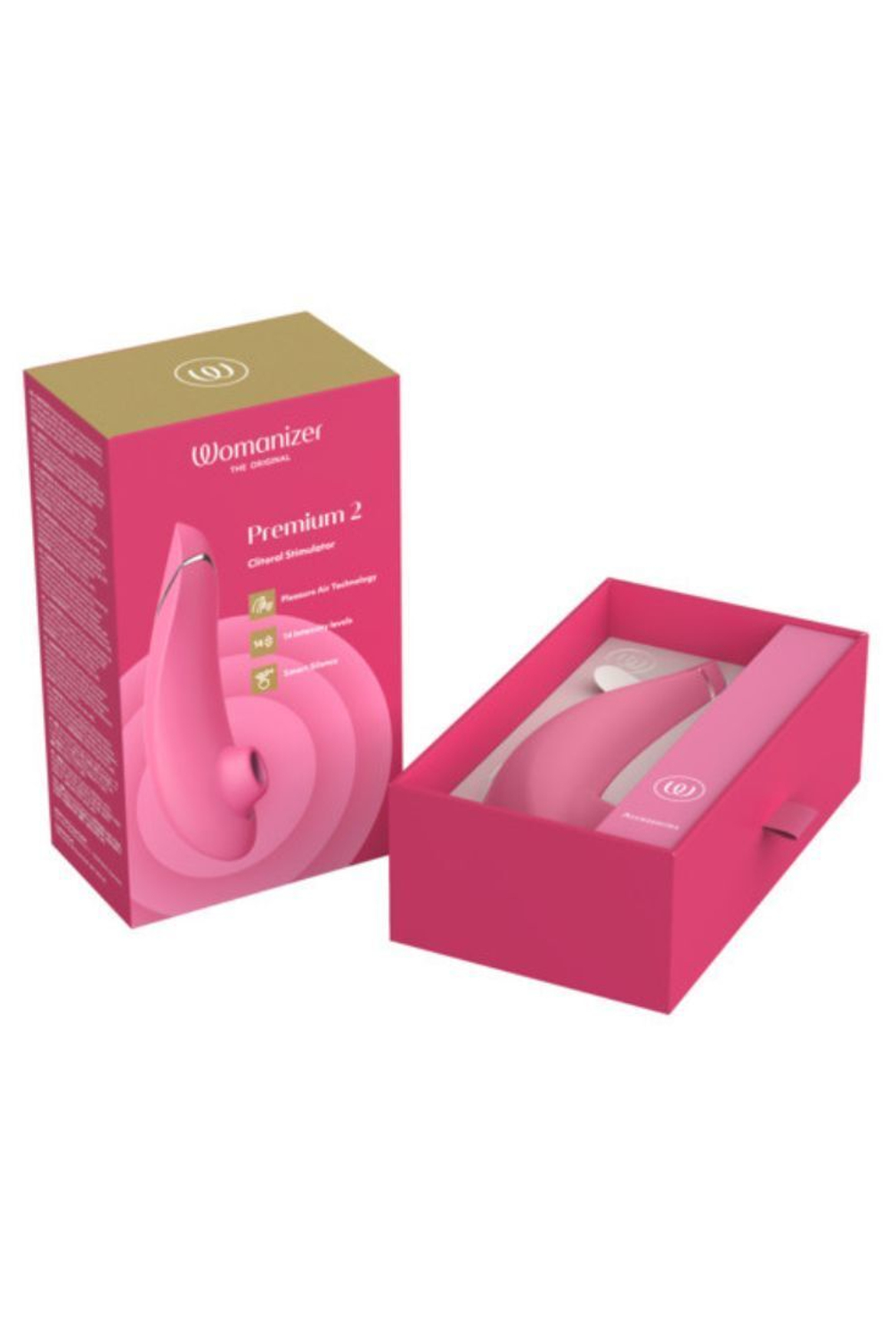 Womanizer Premium 2 - Бесконтактный клиторальный стимулятор, розовый