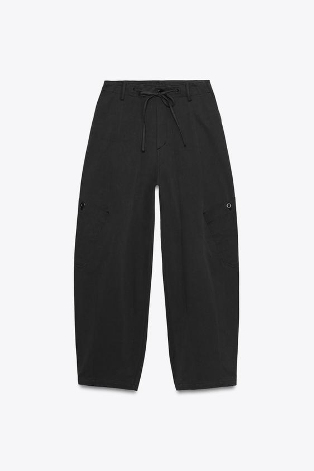 ZARA БРЮКИ-БАЛЛОНЫ КАРГО, ЧЕРНЫЙ