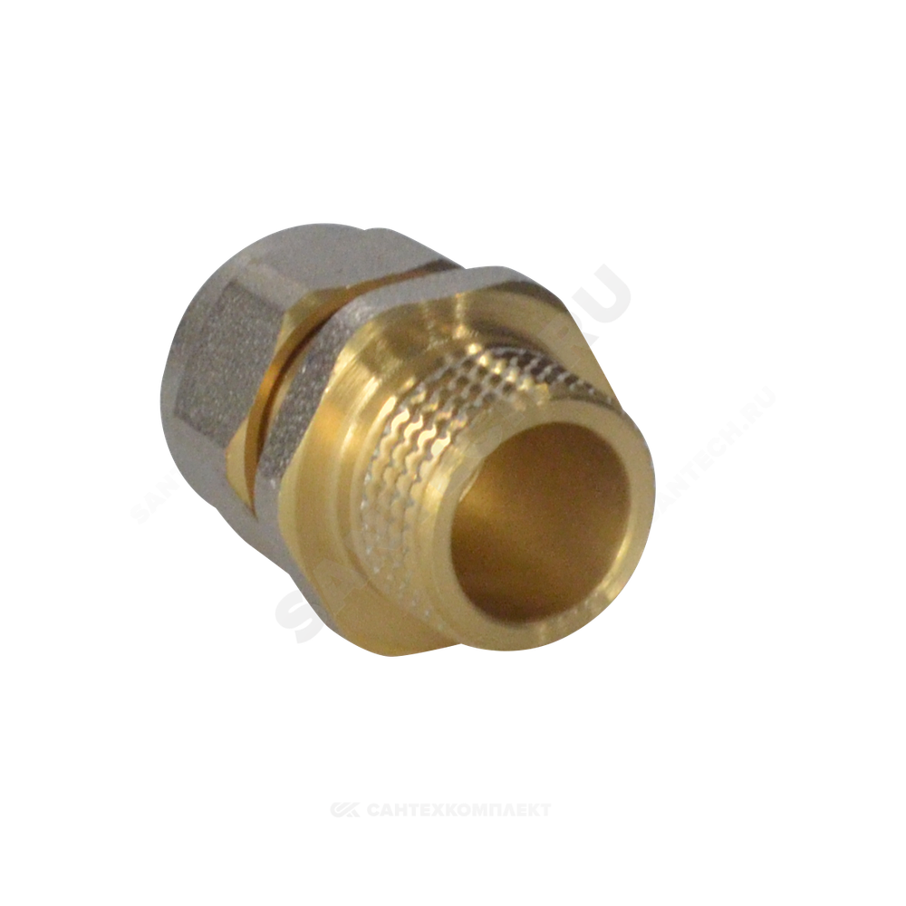 Муфта МП латунь никель обжим Дн 20х3/4" НР ГОСТ 32415-2013 7001 Aquasfera 7001-04