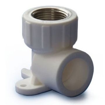 Угольник с креплением Политэк 20x1/2" ВР с внутренней резьбой полипропиленовый