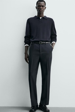 ZARA БРЮКИ STRAIGHT FIT КОМФОРТ, МОРСКОЙ СИНИЙ