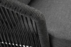 "Верона" кресло плетеное из роупа, каркас алюминий темно-серый (RAL7024) муар, роуп темно-серый круглый, ткань темно-серая 027