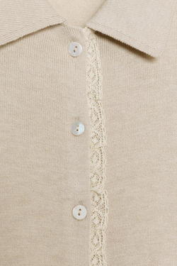 ZARA КАРДИГАН С КОРОТКИМИ РУКАВАМИ И КРУЖЕВОМ, СЕРО-ДЫМЧАТЫЙ