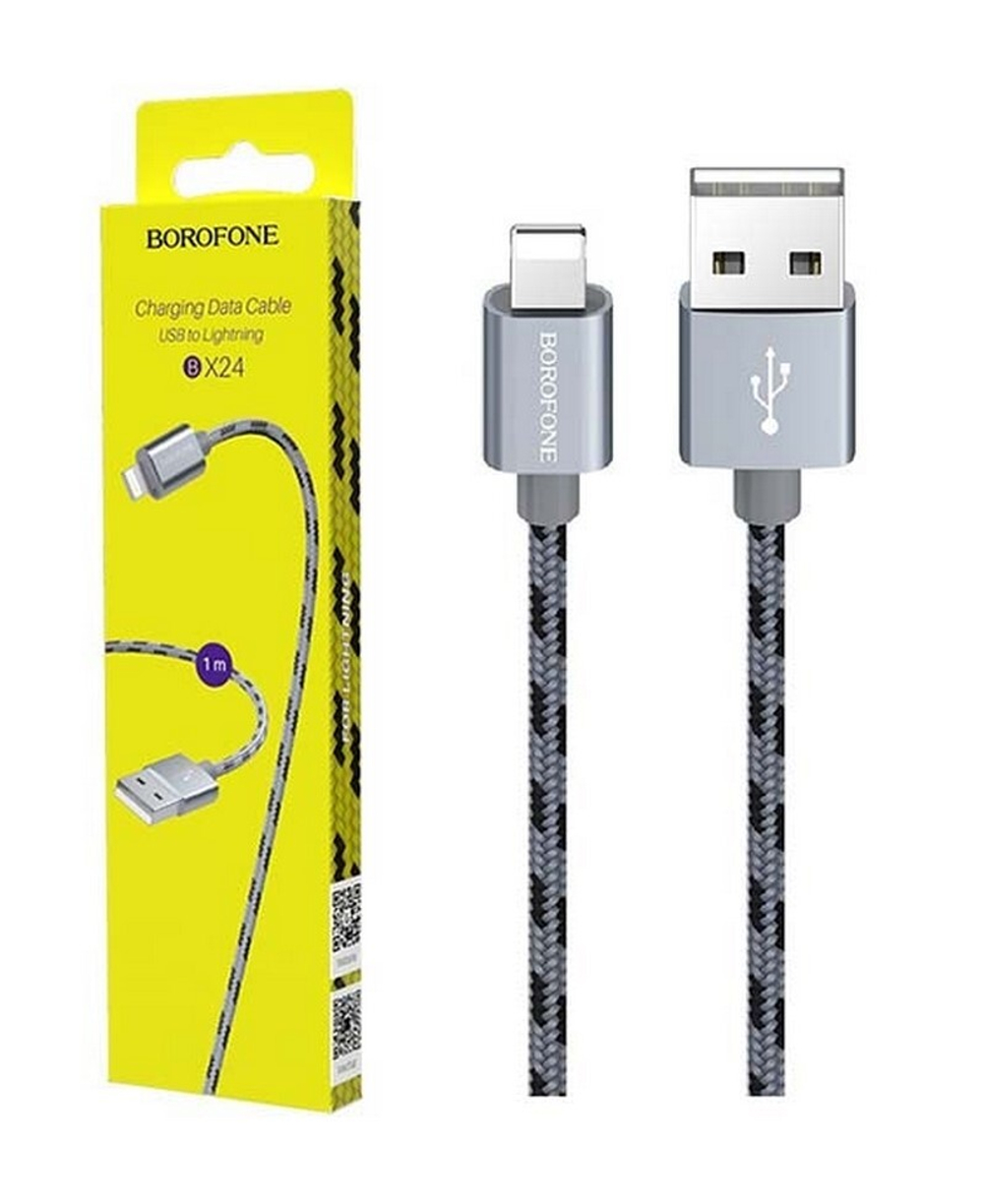 Кабель USB - Lightning BOROFONE BX24 (серый) 1м