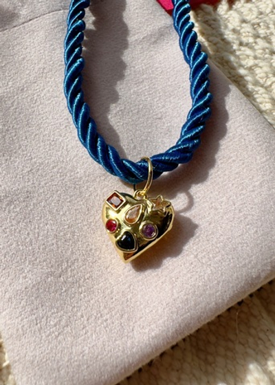 Синий Чокер - шнур с подвеской 