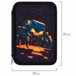 Пенал BRAUBERG, 2 отделения, полиэстер, 21х14 см, "Fire spider", 273537