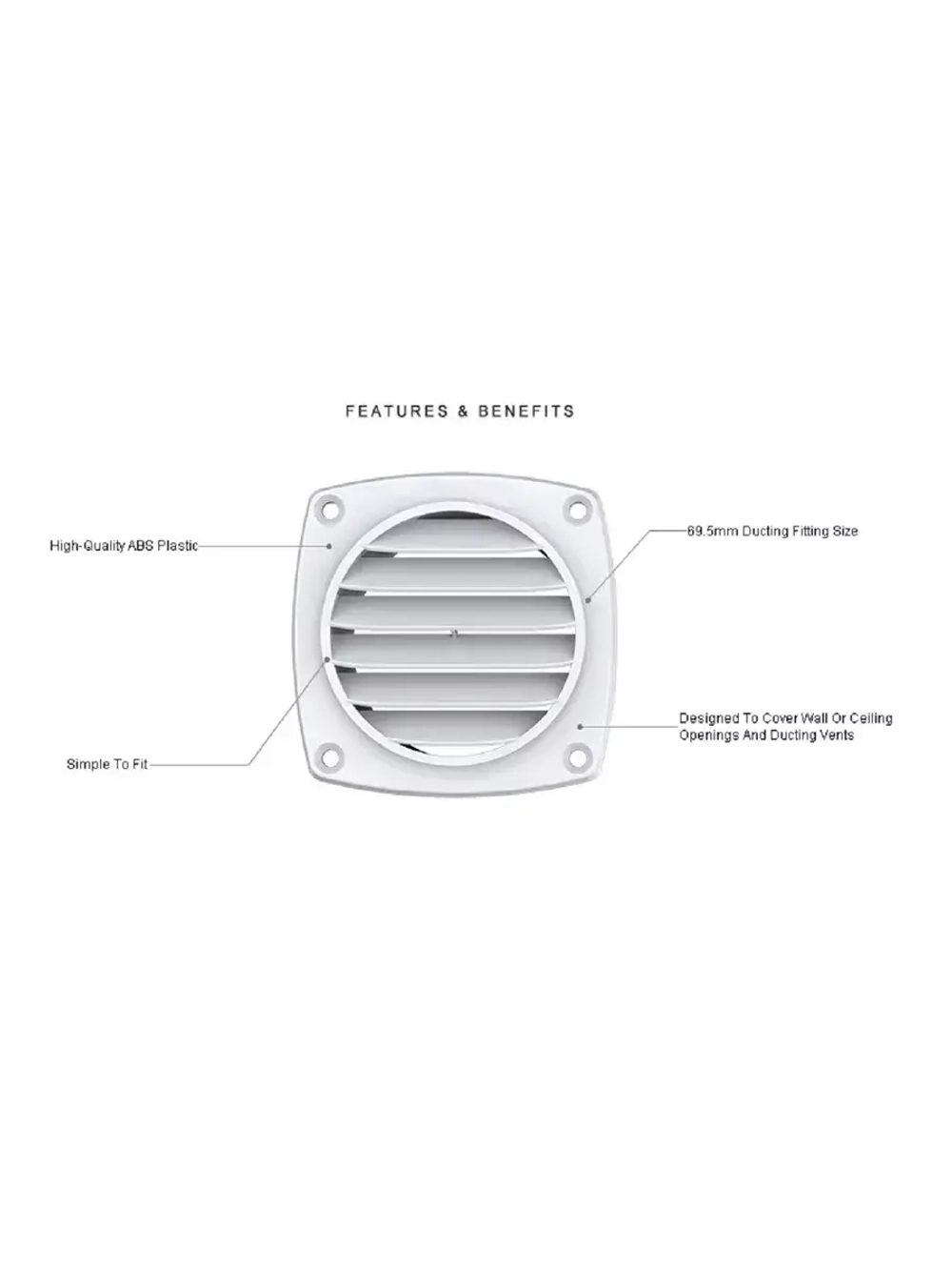 Вентиляционный патрубок с решёткой SeaFlo диаметр 77,8 мм