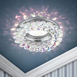 Светильник встраиваемый декоративный ЭРА DK16 CH/PR под лампу MR16 GU5.3 декор с хрусталиками хром/перламутровый | Декоративные встраиваемые светильники