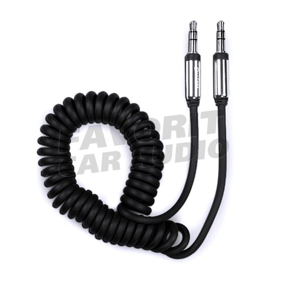 Кабель AUX, Jack 3,5mm(m) - Jack 3,5mm(m) OLMIO, 1.8м, круглый, силикон, пружинка, цвет: чёрный