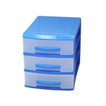 Мини комод 3 секции темно-голубой/прозрачный