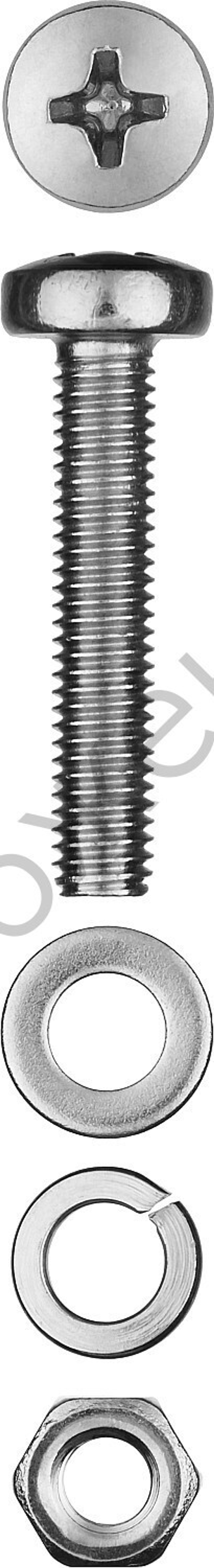 ЗУБР DIN 7985 M4 x 30 мм, винт с гайкой и шайбами, 20 шт (303476-04-030)