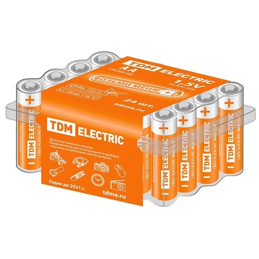 Элемент питания (Батарейка-пальчиковая) LR6 AA Alkaline 1.5V BOX-24 TDM SQ1702-0035