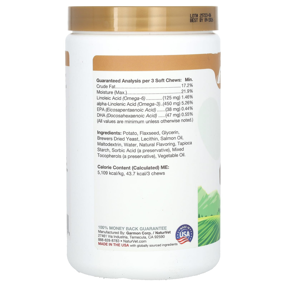 NaturVet, Omega-Gold незаменимые жирные кислоты и лососевый жир, для собак и кошек, 180 жевательных таблеток, 513 г (18 унций)