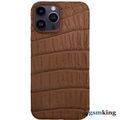 Leather Case for iPhone 14 Pro Max Croco Brown (Коричневый крокодил)