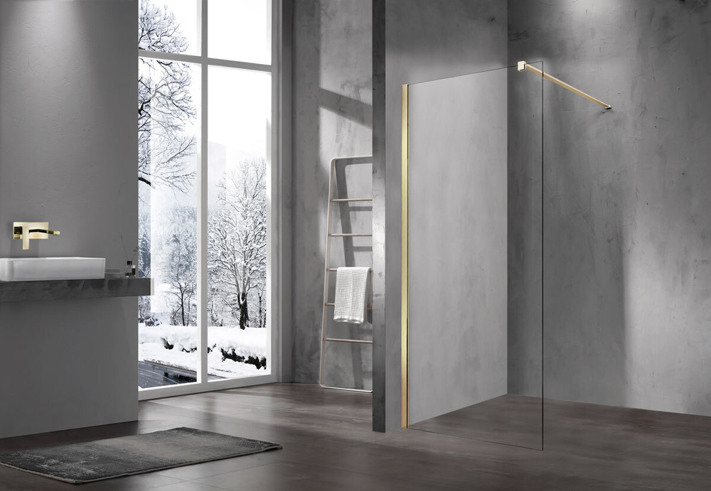 Душевая перегородка Walk-In VSW-1H120CLG, 1200*2000, матовый золотой, стекло прозрачное